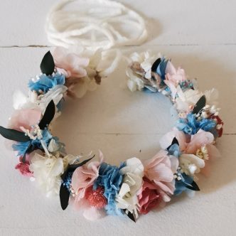 Media corona azul y rosa