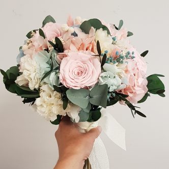 Ramo rosa, blanco, azul y verde